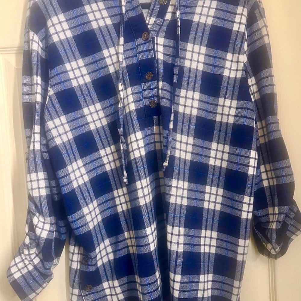 Eden & Olivia Blue and White Plaid Hoodie